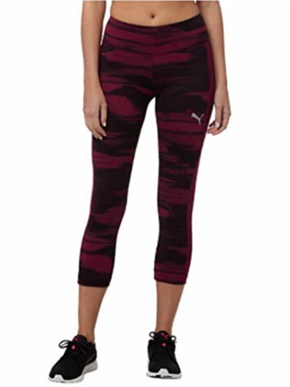 Puma Blur Maroon & Black Performance Capri Leggings